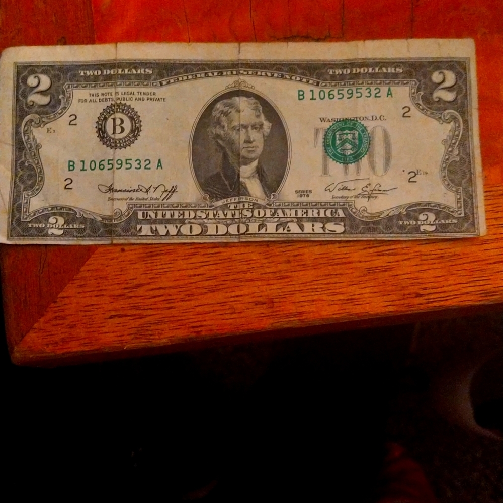 1976 misprint 2 dollerbill